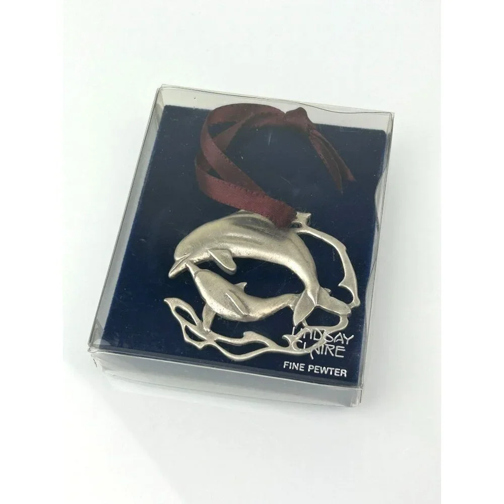Lindsay Claire Fine Pewter Dolphin Ornament Coastal Ornament Christmas Holiday